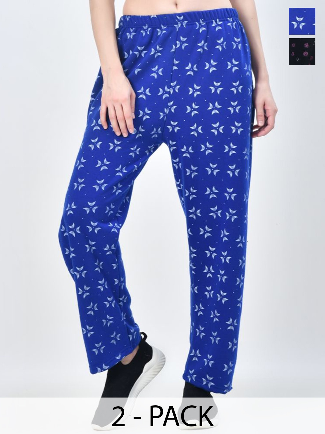 

BAESD Women Pack Of 2 Printed Track Pants, Blue