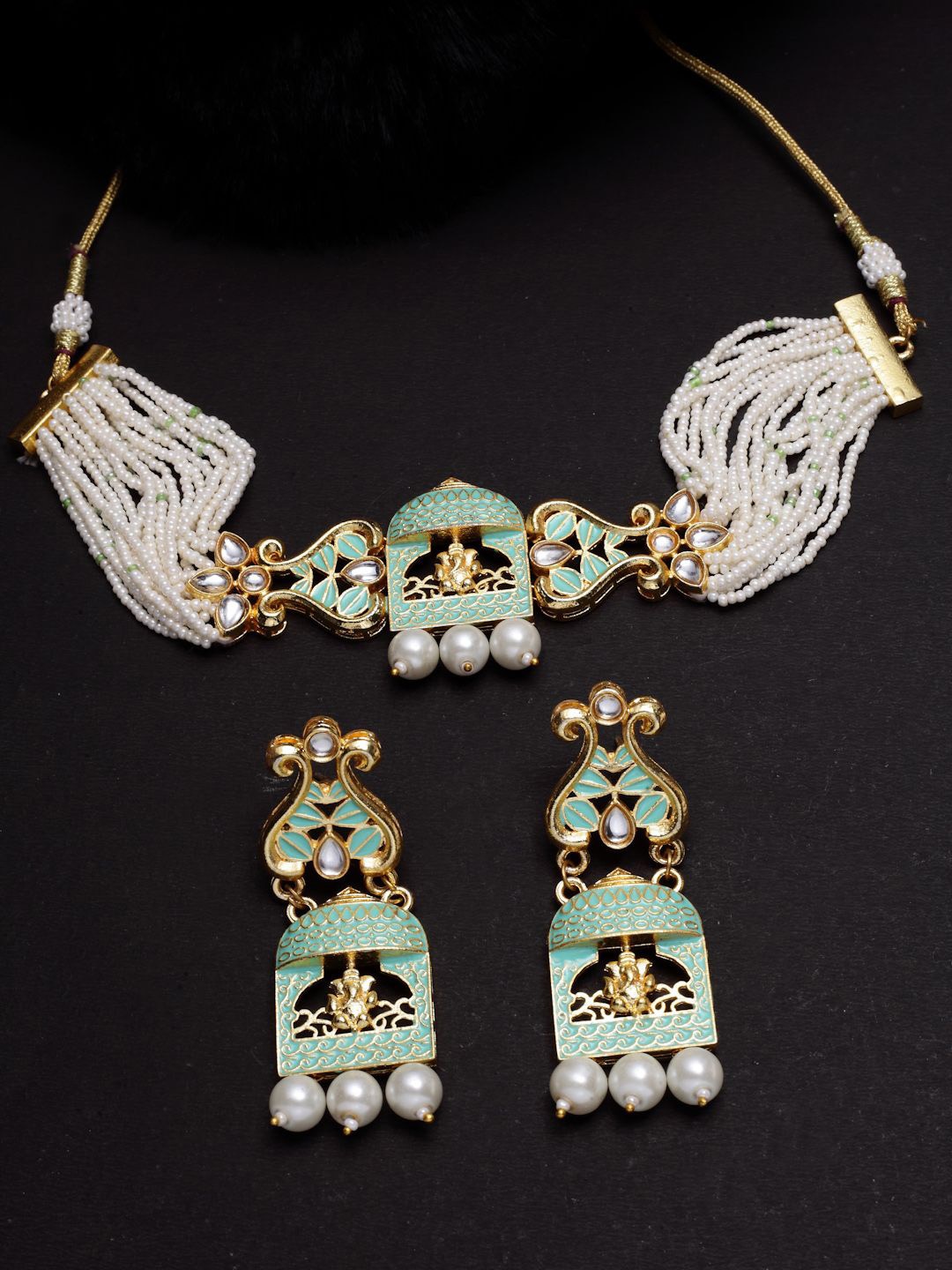 

Anouk White & Green Gold Plated Pearls Beaded Jewellery Set