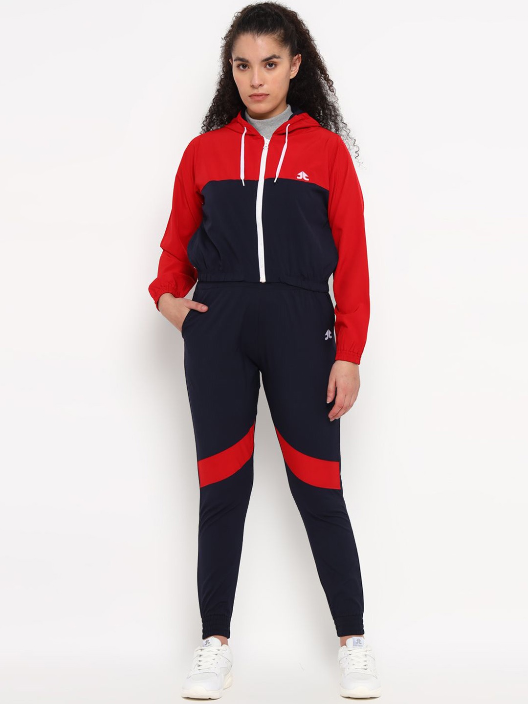 

OFF LIMITS Women Colorblocked Hooded Tracksuits, Navy blue