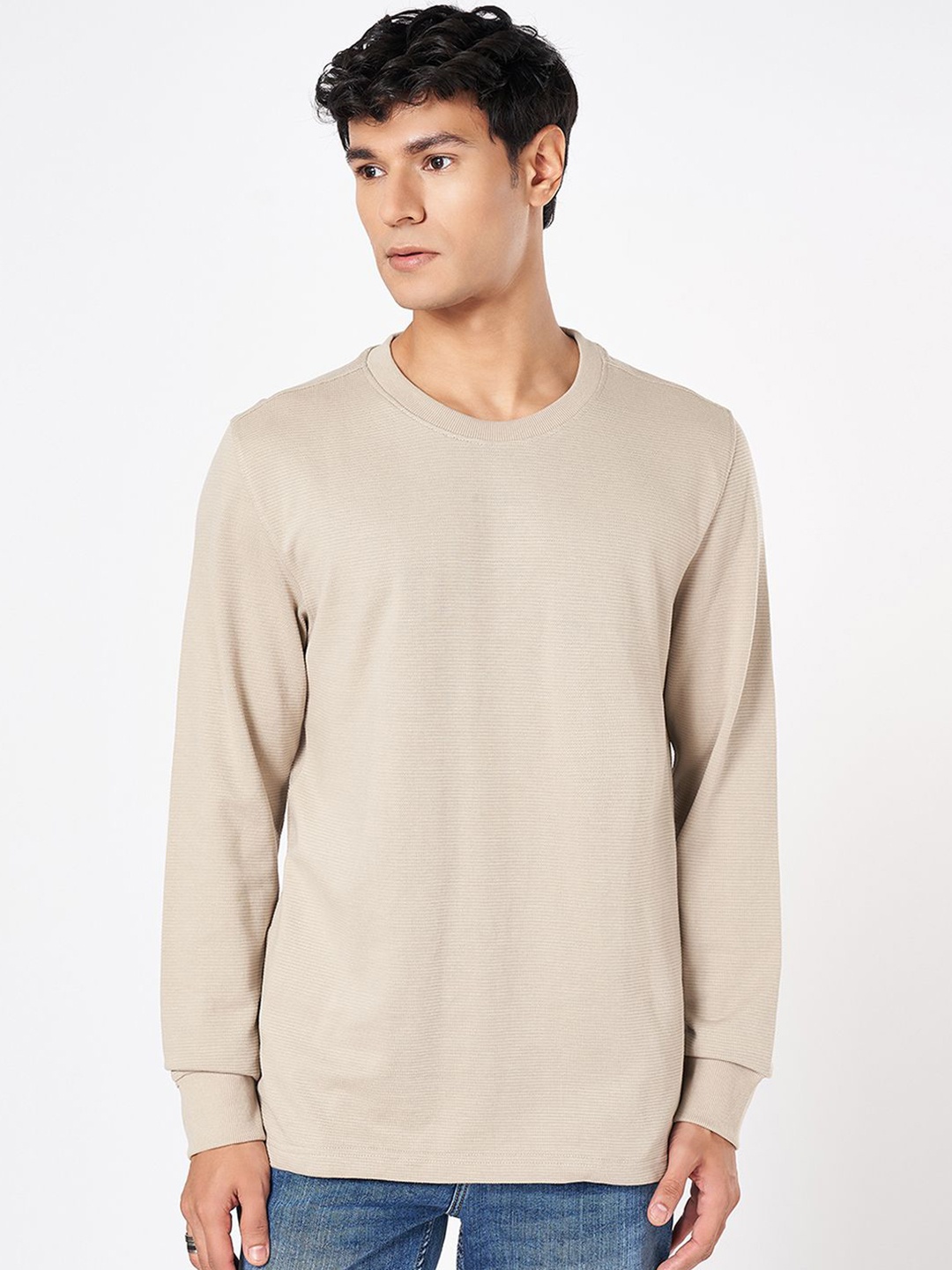 

SF JEANS by Pantaloons Men Solid Round Neck Sweatshirt, Khaki