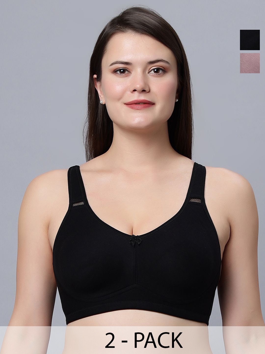 

In Care Pack of 2 Solid Full Coverage Bra, White