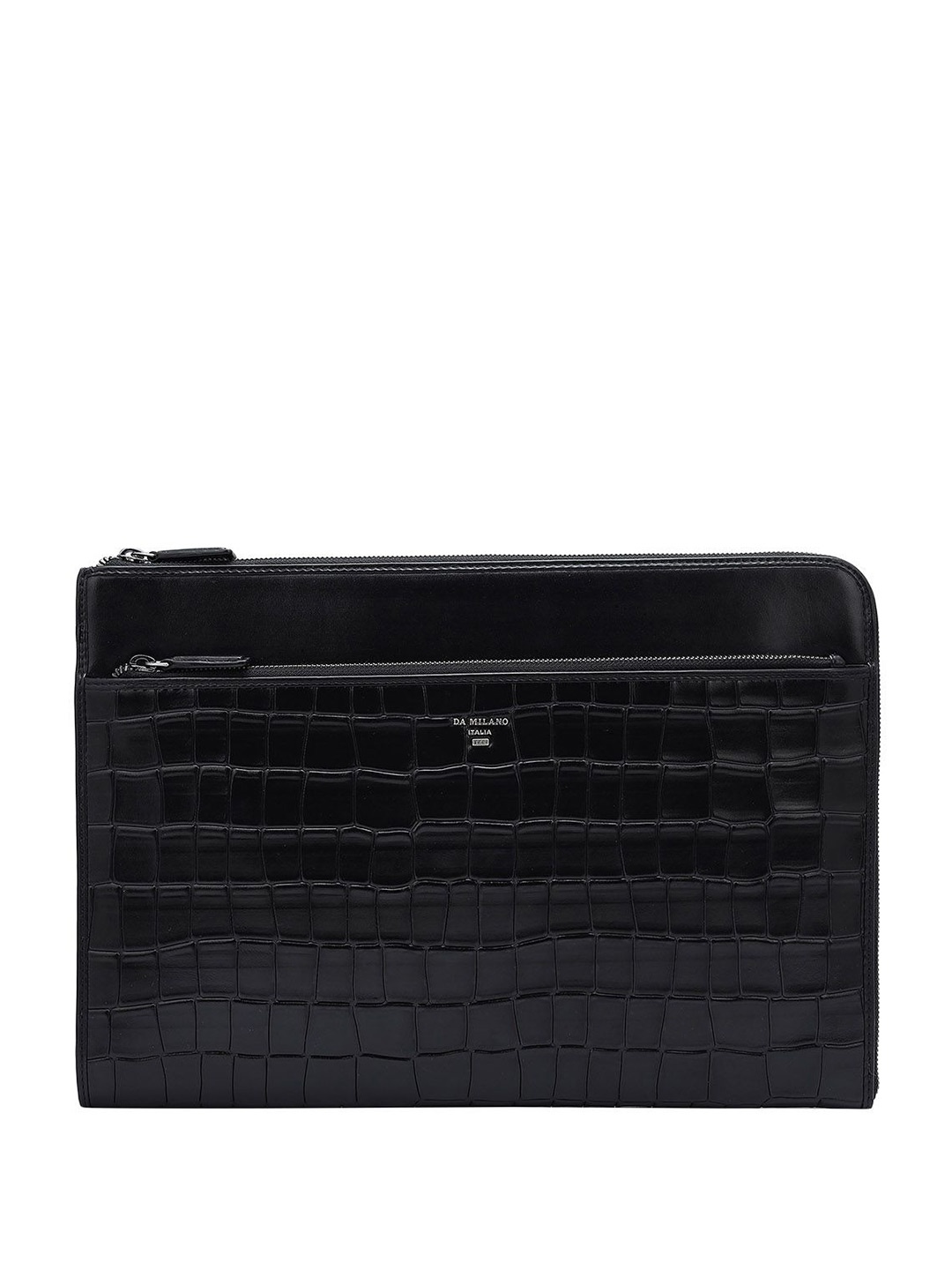 

Da Milano Unisex Textured Leather Laptop Sleeve, Black