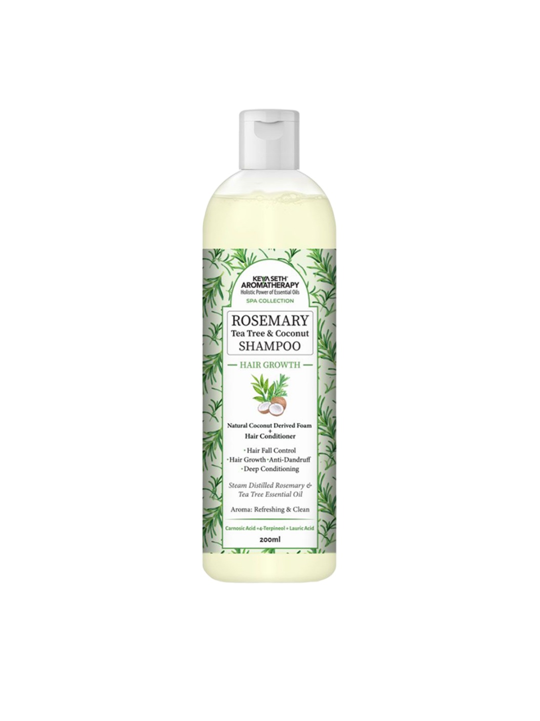 

KEYA SETH Rosemary Tea Tree Coconut Shampoo- 200 ml, Transparent