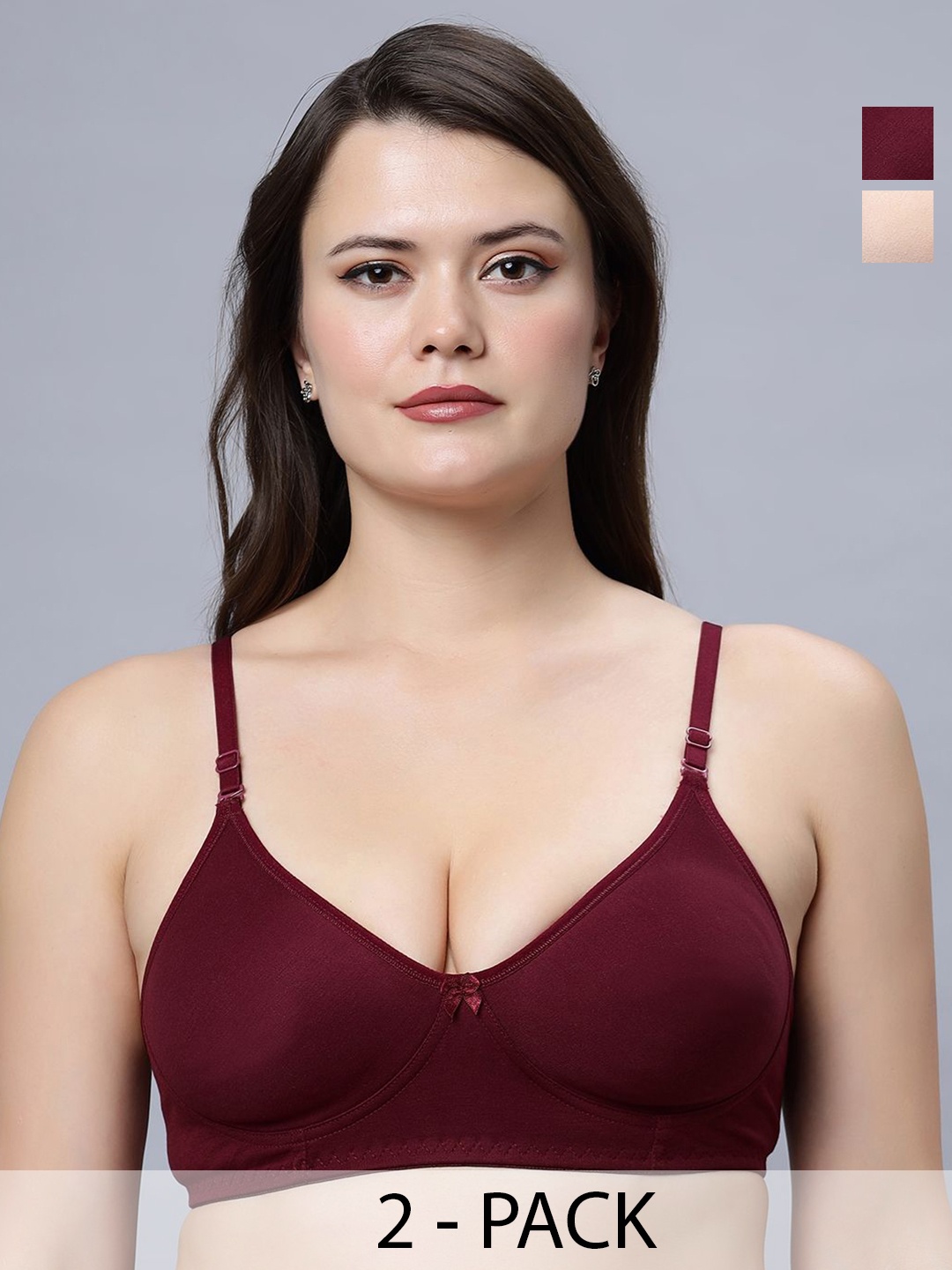 

In Care Women Pack of 2 Full Coverage Heavily Padded Solid T-shirt Bra, Beige