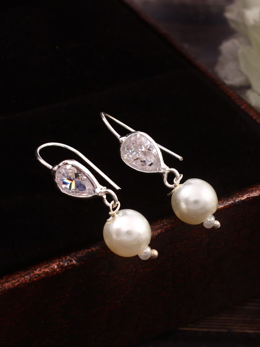 

VISHKA JEWELLERS Contemporary Drop Earrings, White