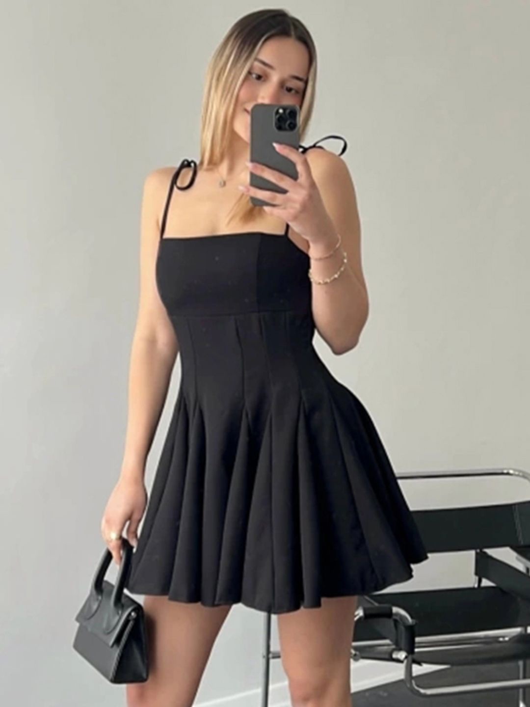 

StyleCast Shoulder Straps Fit & Flare Mini Dress, Black