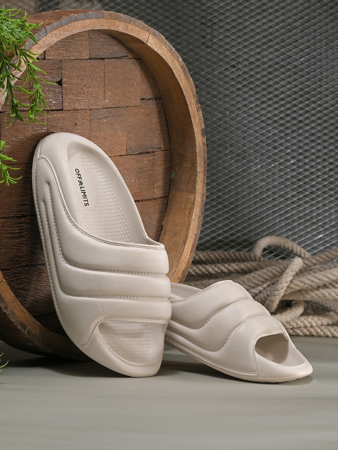 

OFF LIMITS Women Rubber Sliders, Beige