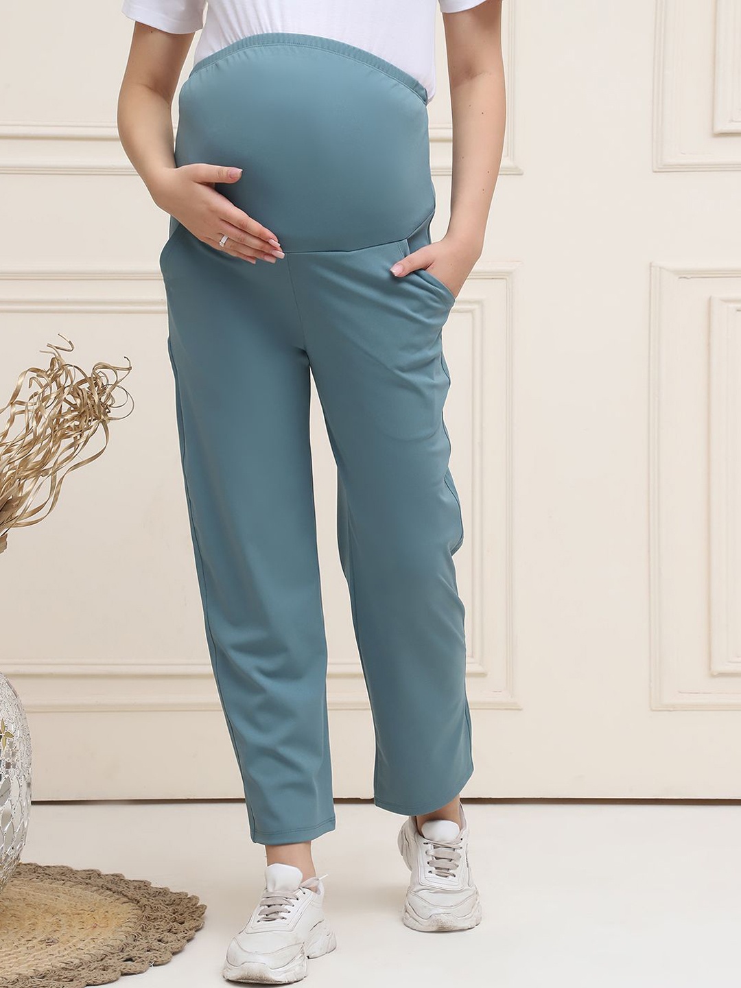 

WELL KEPT Women Straight-Fit Maternity Track Pants, Sea green