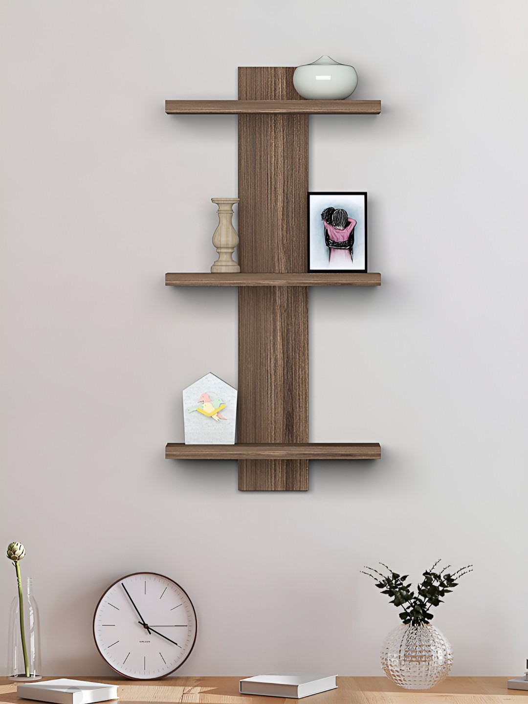 

RANDOM Brown Engineered Wood Multipurpose Storage Wall Shelf