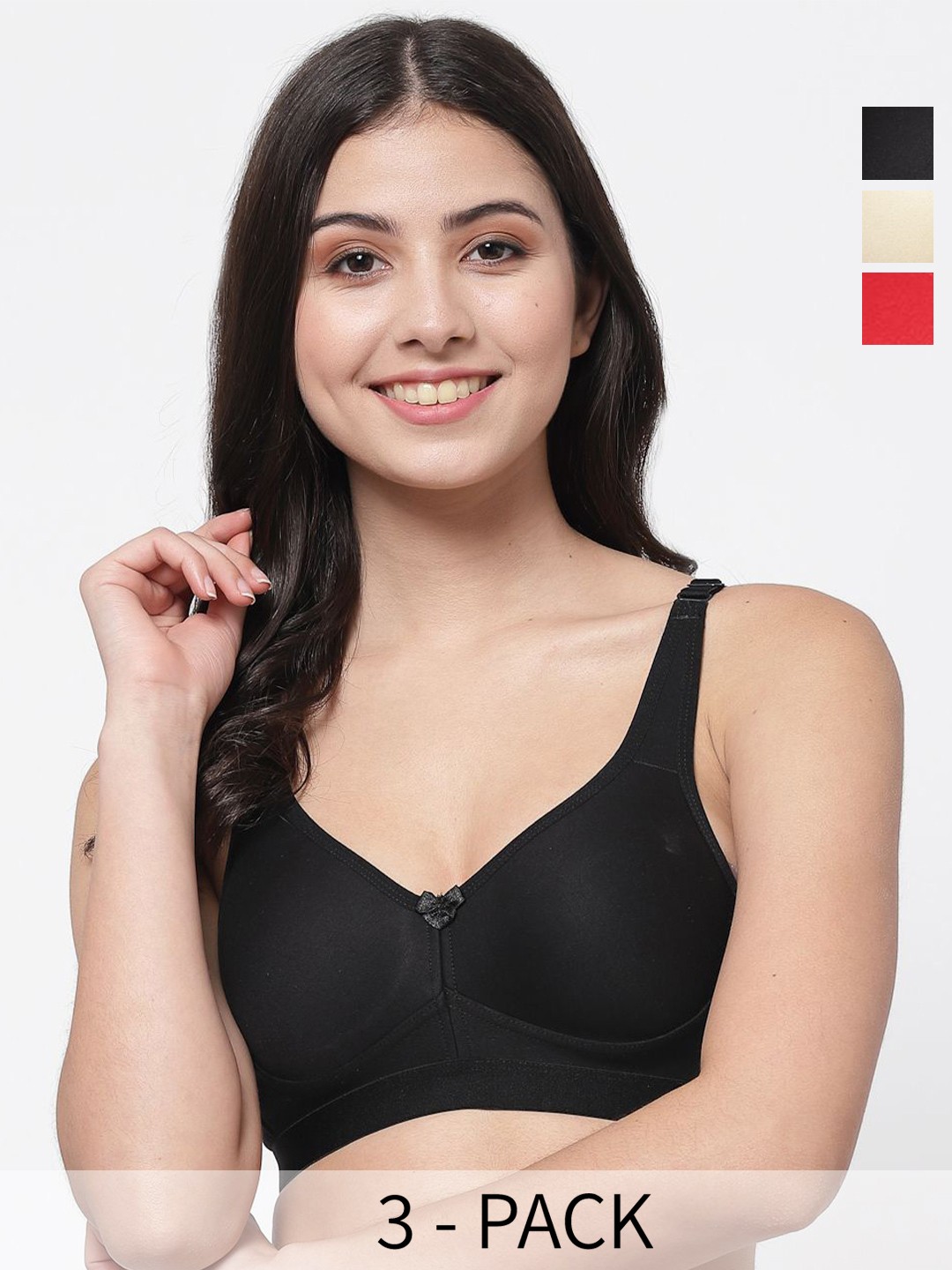 

College Girl Pack Of 3 Full Coverage Underwired Minimizer Bra, Red