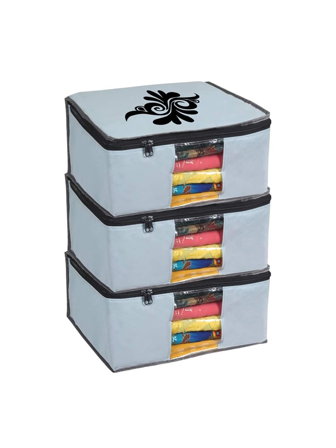 

prettykrafts Grey 3 Pieces Clothes Storage Organisers