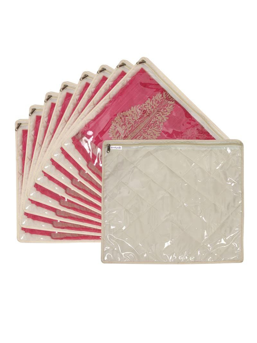 

prettykrafts White 9 Pieces Drawer Organisers, Beige
