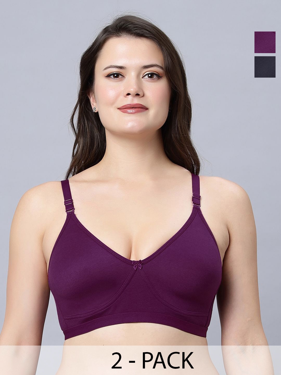 

In Care Women Pack Of 2 Full Coverage Non Padded T-shirt Bra, Blue
