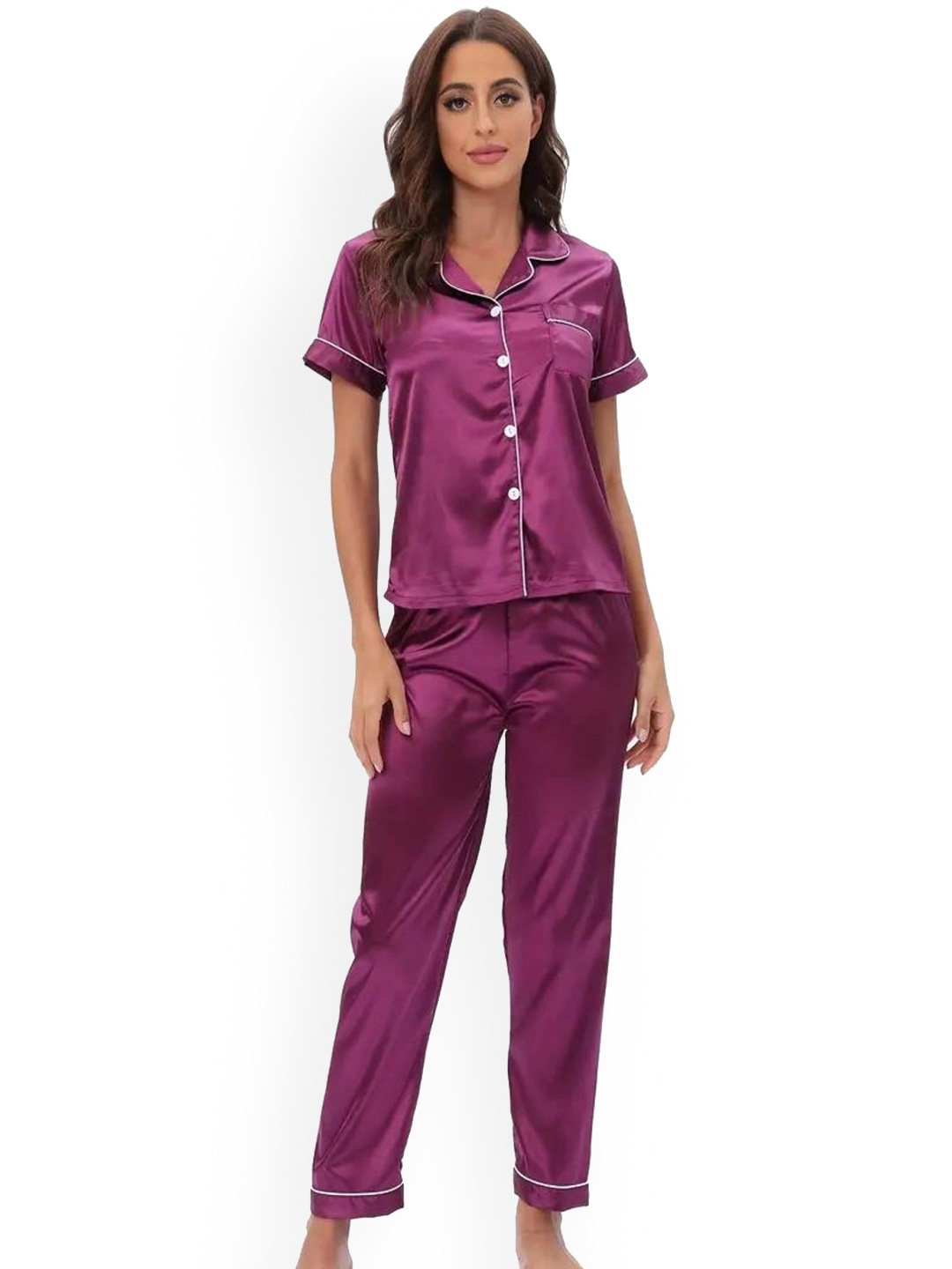 

ANSEE by Addery Women Satin Night suit, Purple