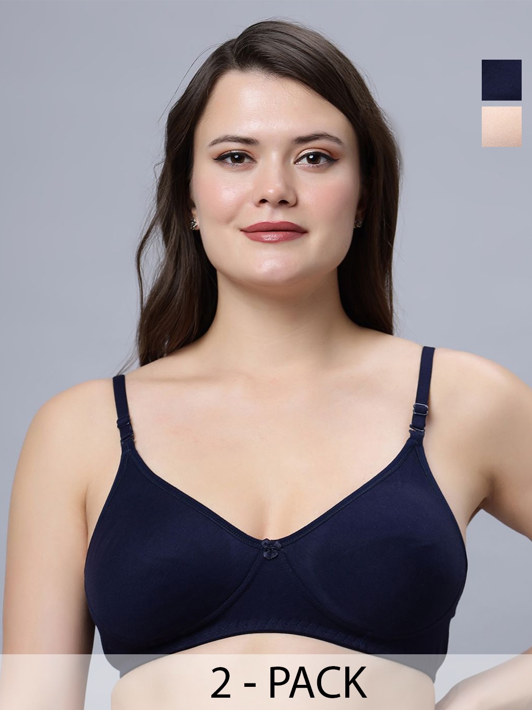 

In Care Women Pack Of 2 Full Coverage Non Padded T-shirt Bra, Beige