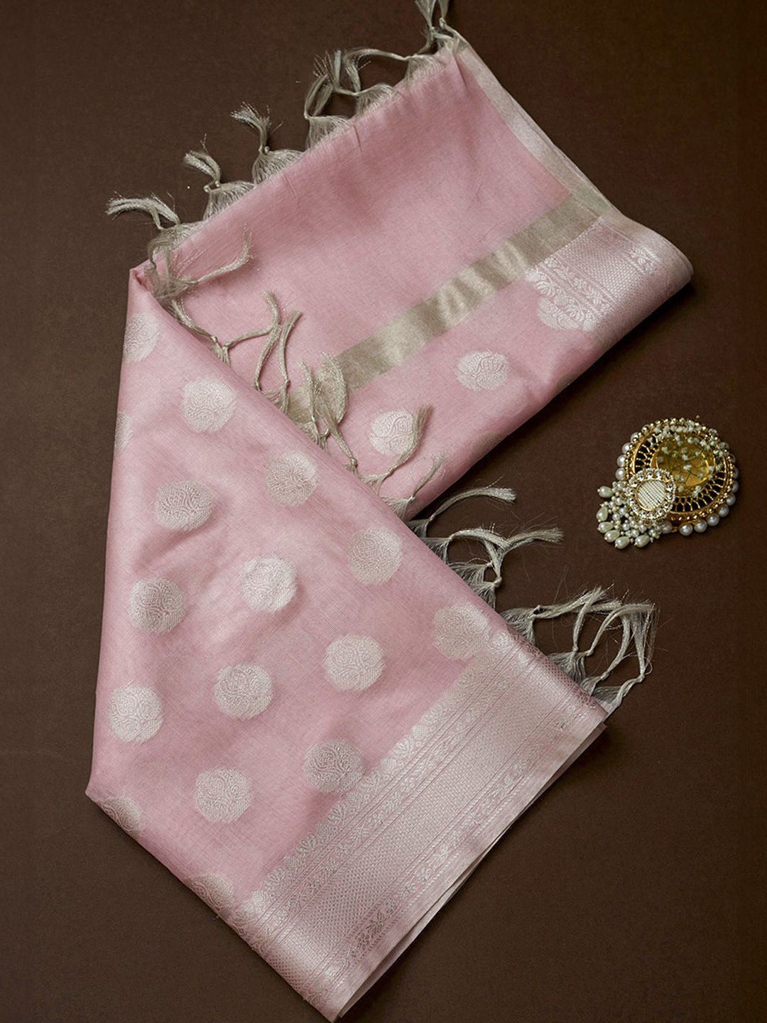 

Soch Ethnic Motifs Woven Design Dupatta With Zari, Pink