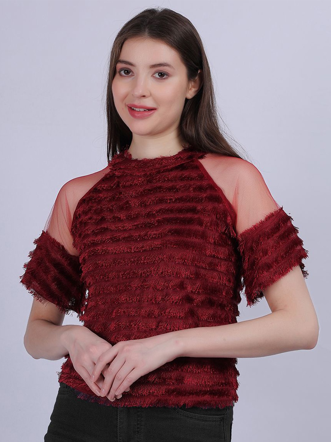 

Aumbe Cold-Shoulder Top, Maroon
