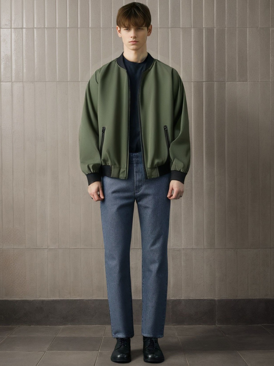 

StyleCast x Revolte Men Stand Collar Tailored Jacket, Green