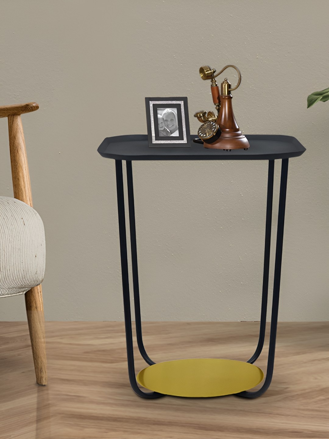 

Metalsmith Black & Yellow Iron Textured Stool