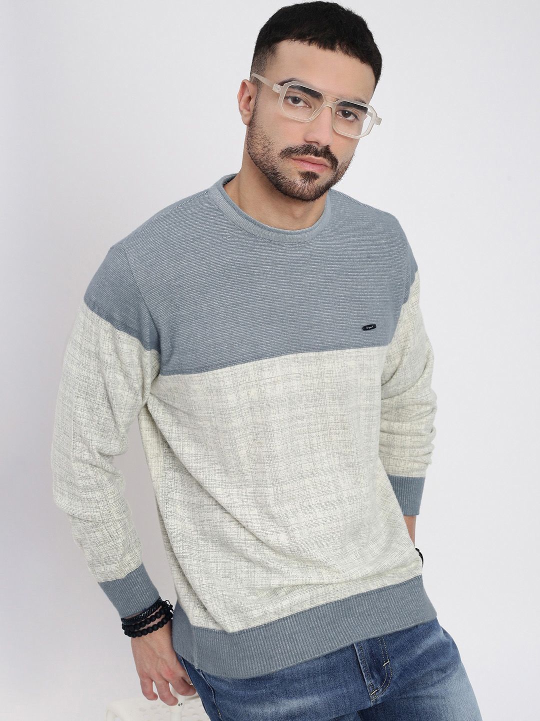 

SHOWOFF Men Colourblocked Pullover, Grey