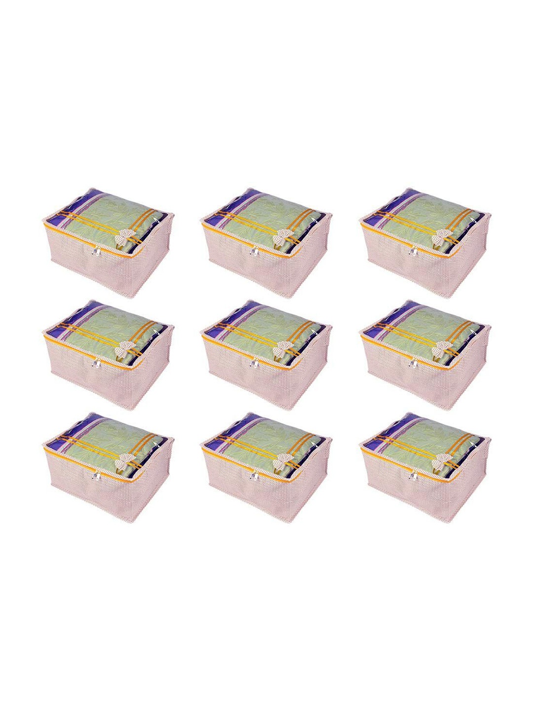 

prettykrafts Beige 9 Pieces Printed Saree Organisers