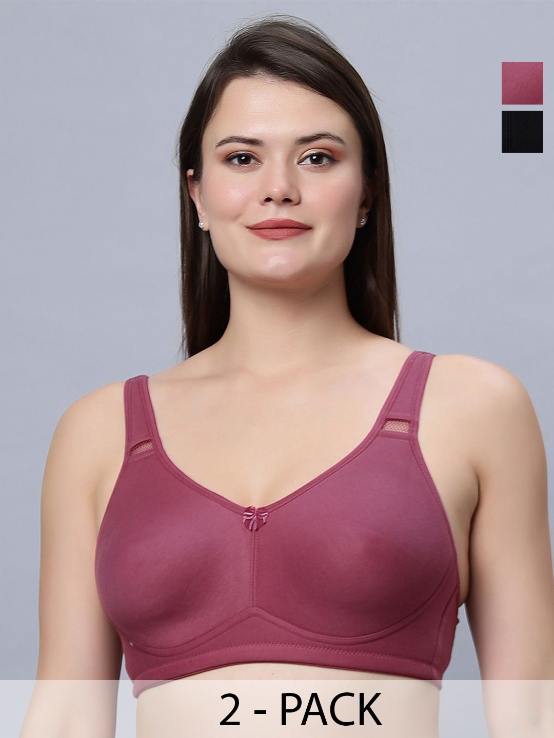 

In Care Pack of 2 Solid Full Coverage Bra, Black