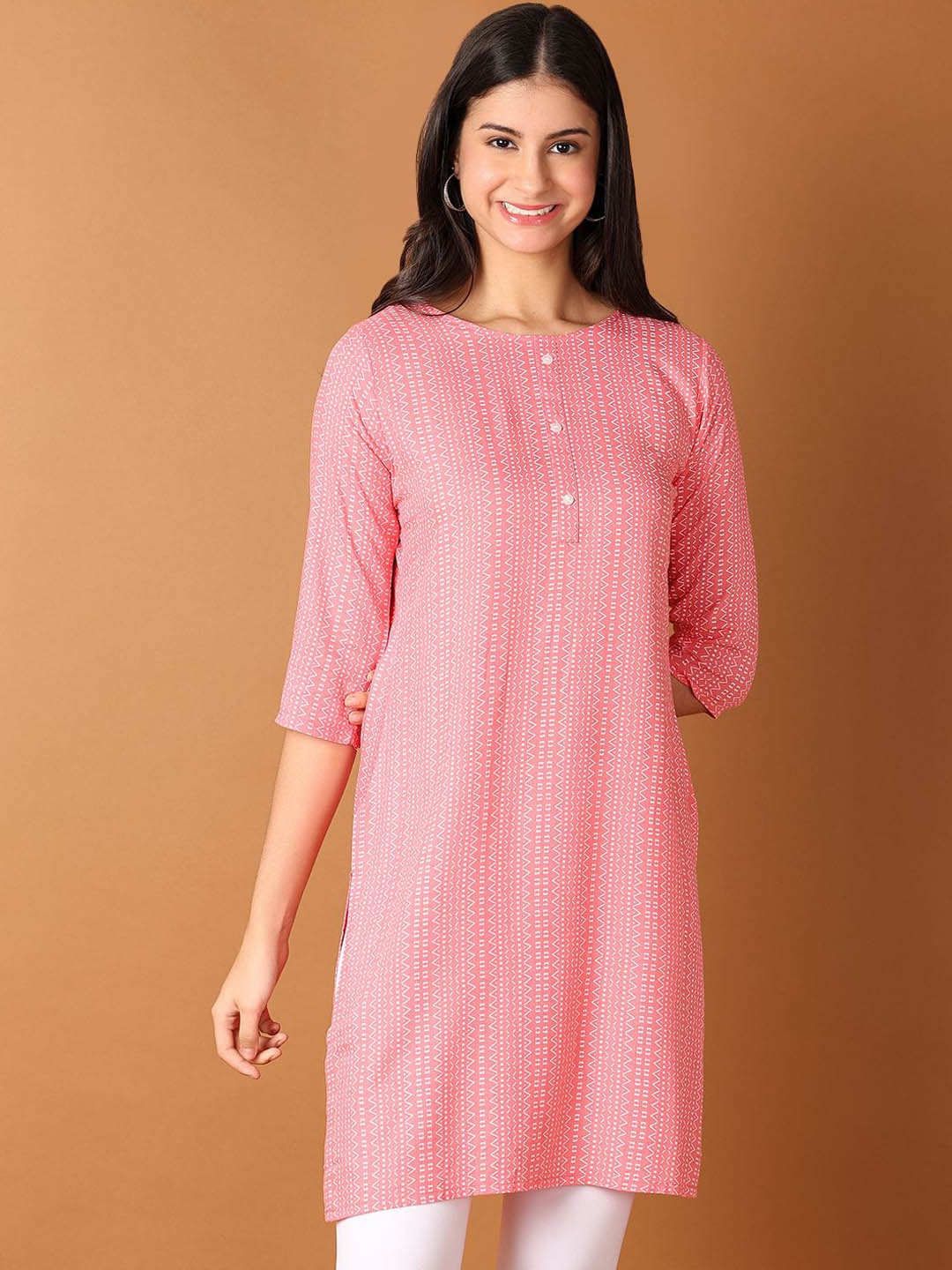 

UNLIMITED Women Printed Kurta, Pink