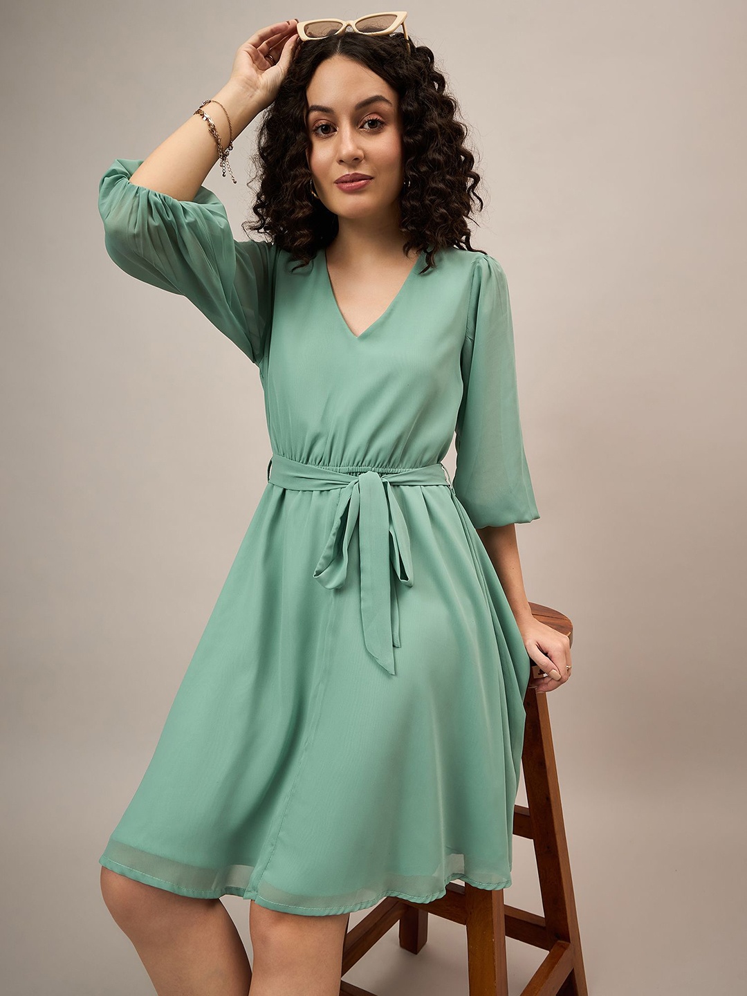 

The Roadster Lifestyle Co A-Line Women Mini Dresses, Green