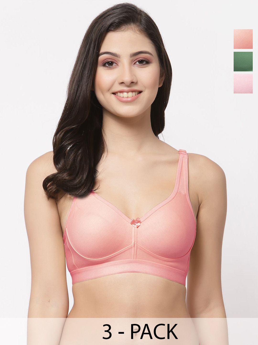 

College Girl Women Pack of 3 Full Coverage Lightly Padded Minimizer Bra, Pink