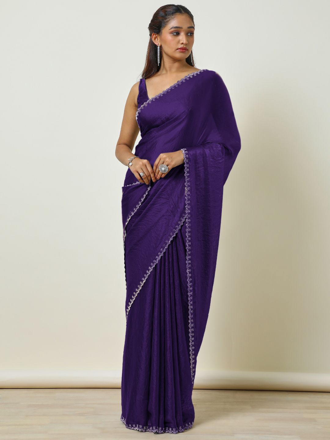 

Soch Embellished Beads and Stones Saree, Purple