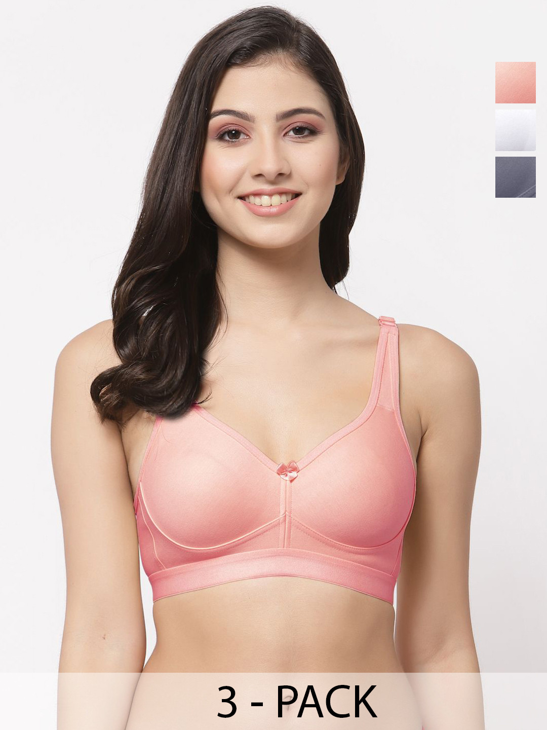 

College Girl Pack Of 3 Full Coverage Lightly Padded Minimizer Bra, Grey