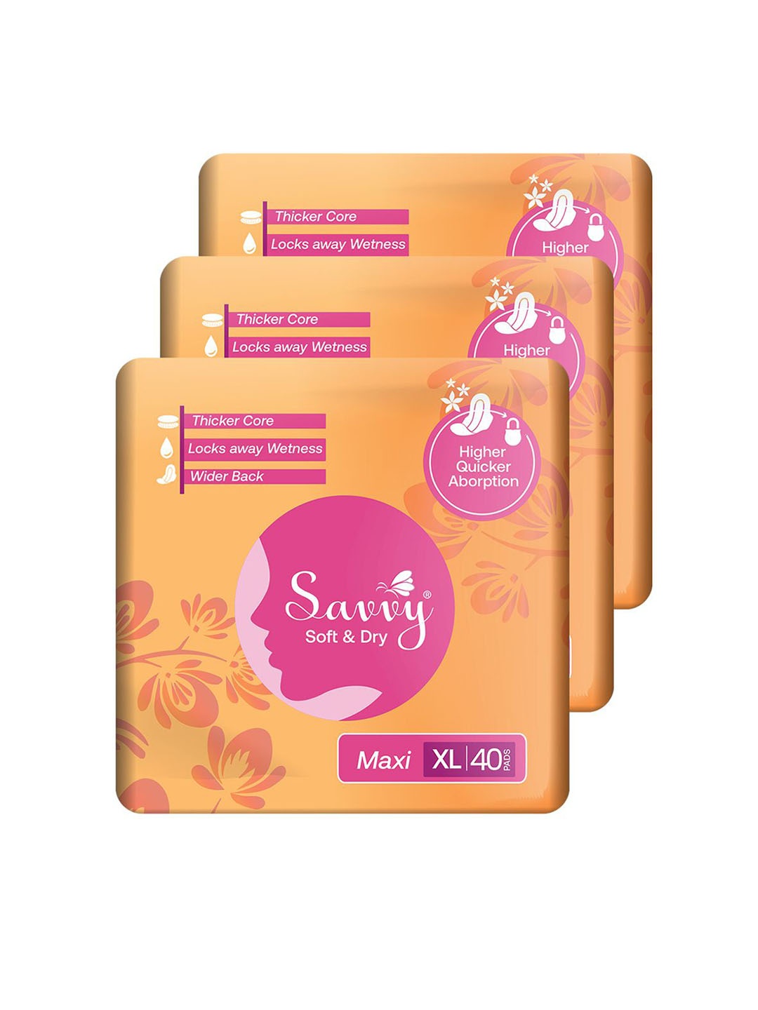 

Savvy Set Of 3 High Quick Absorbent Disposable Period Panties XL- 22 Pads Each, White