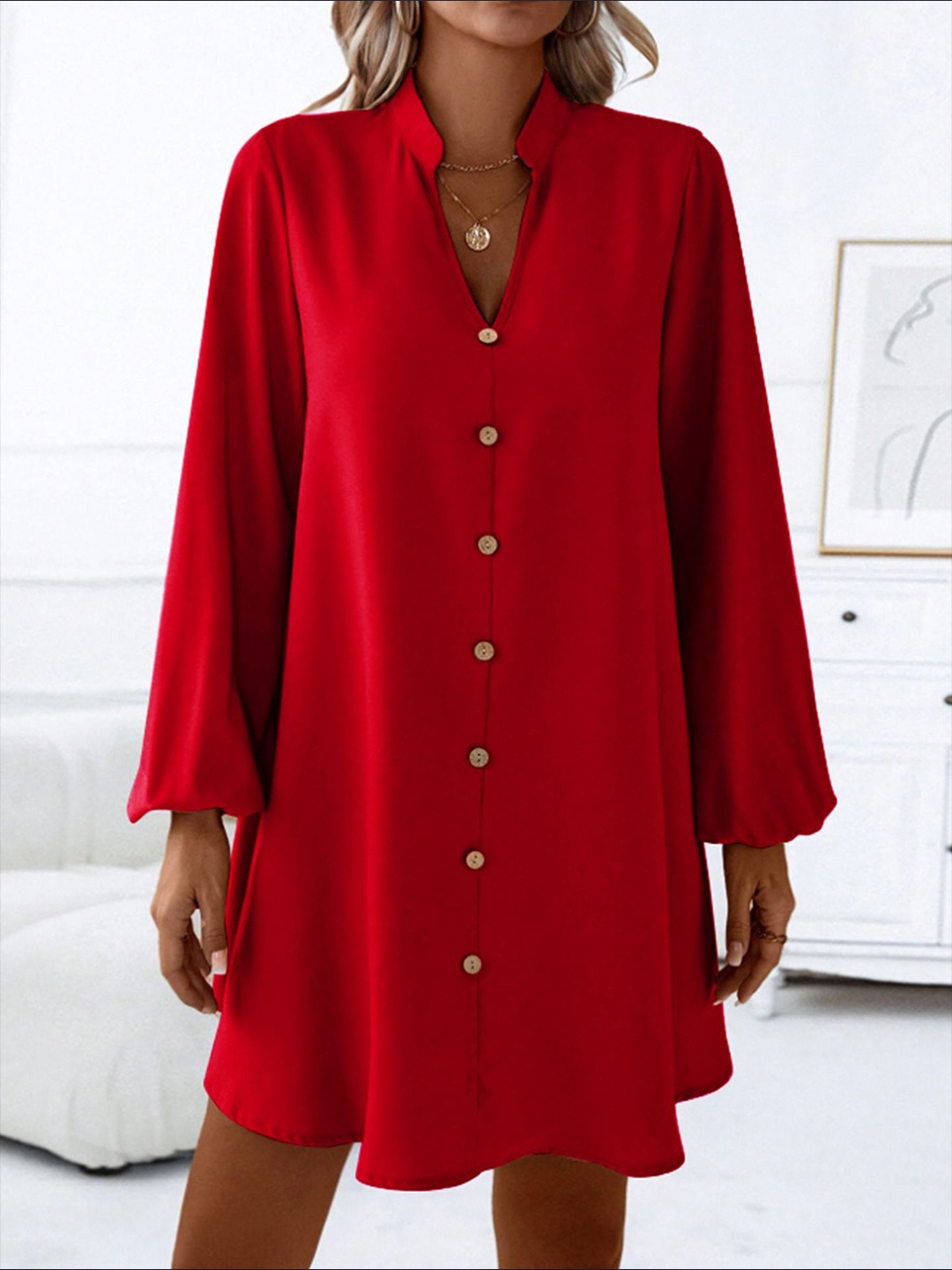 

StyleCast x Revolte Women Shirt Mini Dress, Red