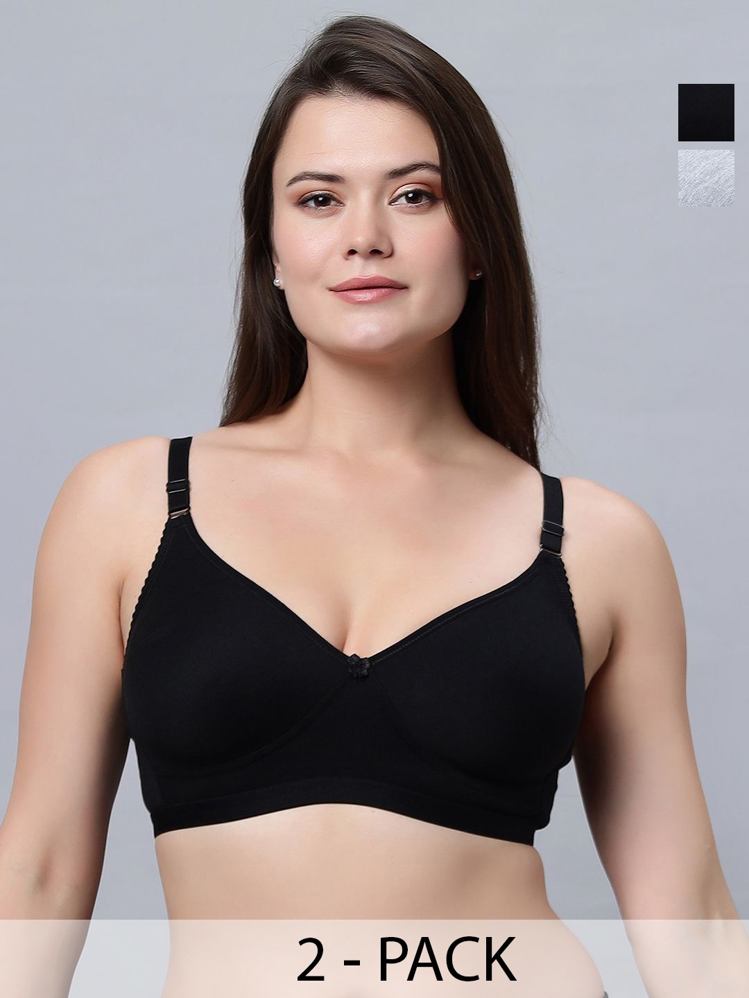 

In Care Pack Of 2 Non Padded Full Coverage Underwired T-shirt Bra, Black