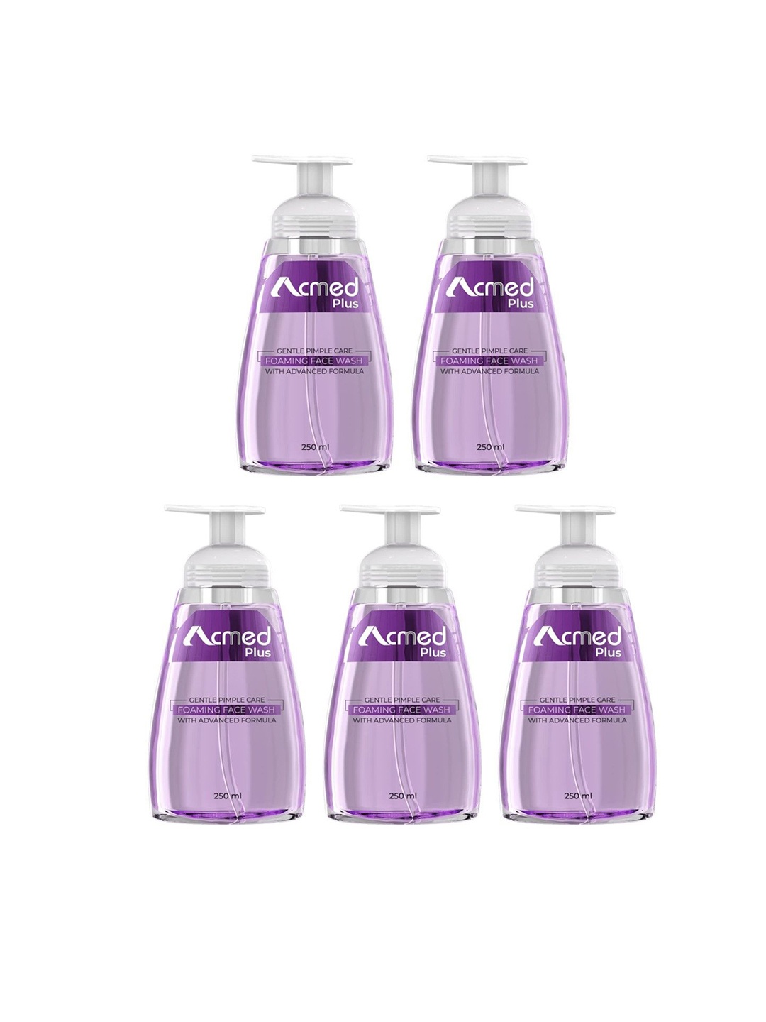 

ACMED Set Of 5 Plus Foaming Face Wash- 250 ml Each, Blue