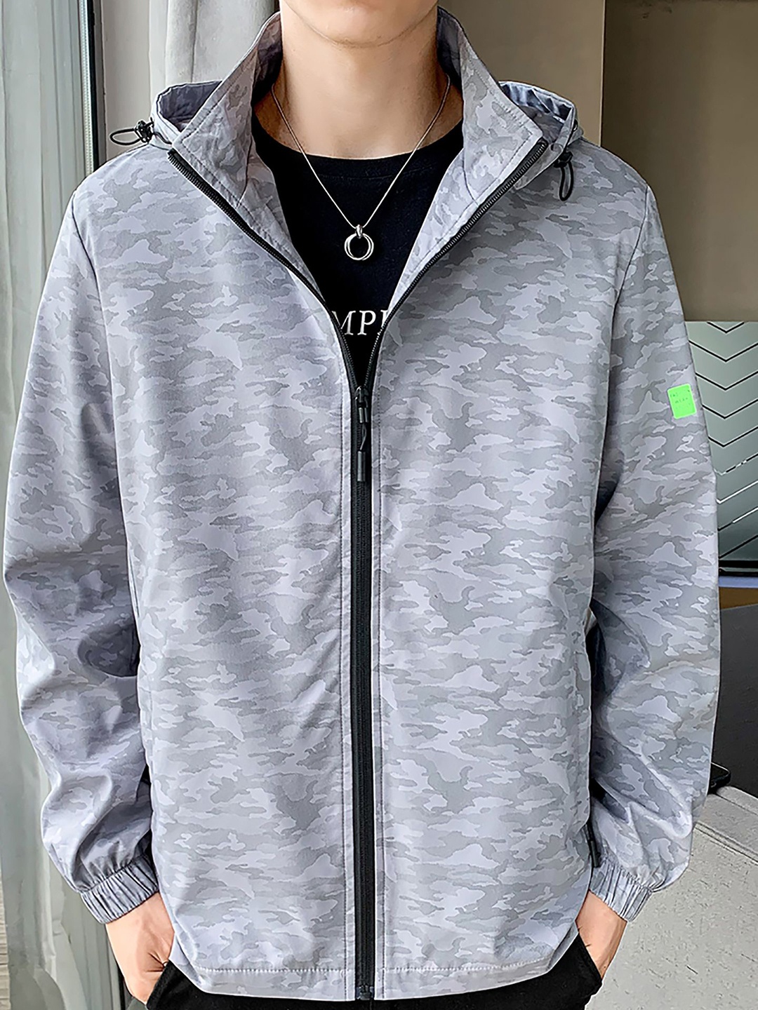 

StyleCast x Revolte Men Printed Hooded Tailored Jacket, Beige
