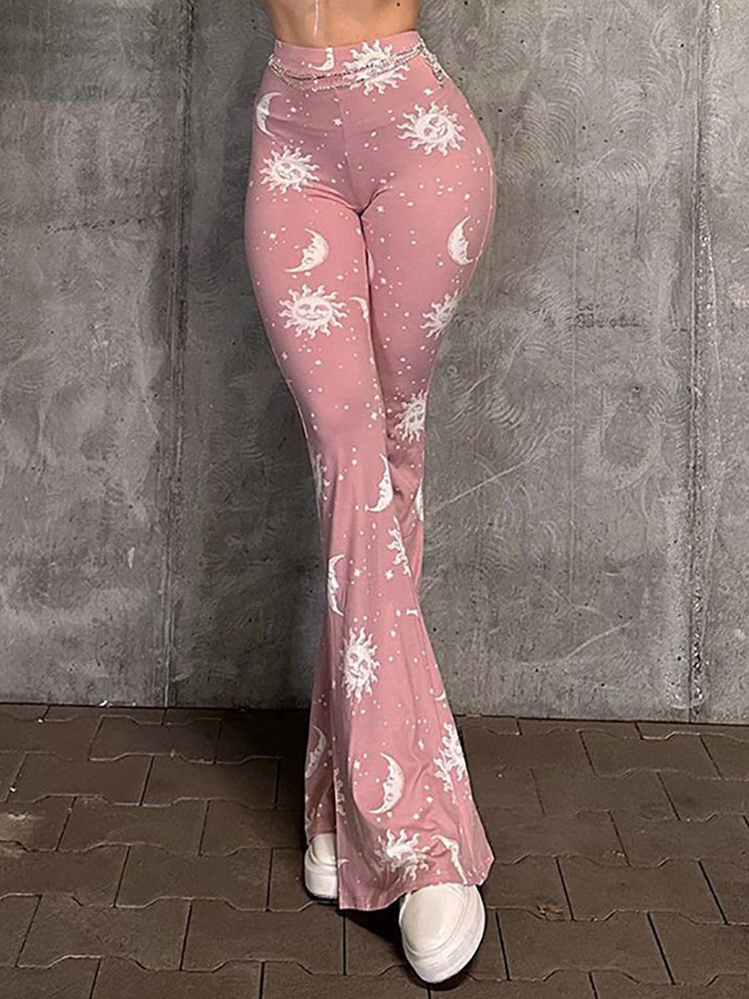 

StyleCast x Revolte Women Abstract Printed Skinny Fit Trousers, Pink