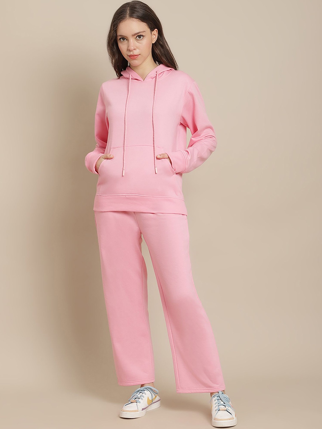 

Secret Wish Hooded Neck Sweatshirt With Trouser Co-Ords, Pink