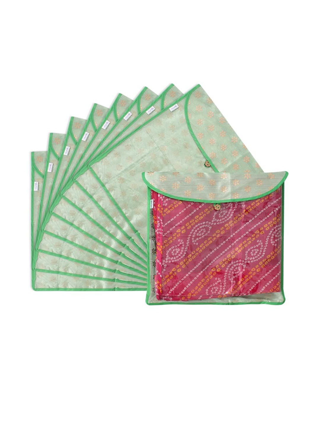 

prettykrafts Green 9 Pieces Printed Saree Covers Drawer Organiser