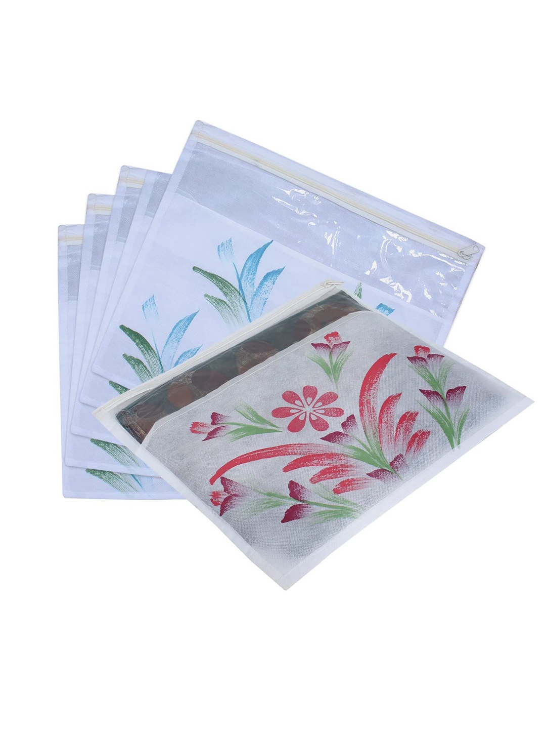 

prettykrafts White & red 6 Pieces Printed Drawer Organisers