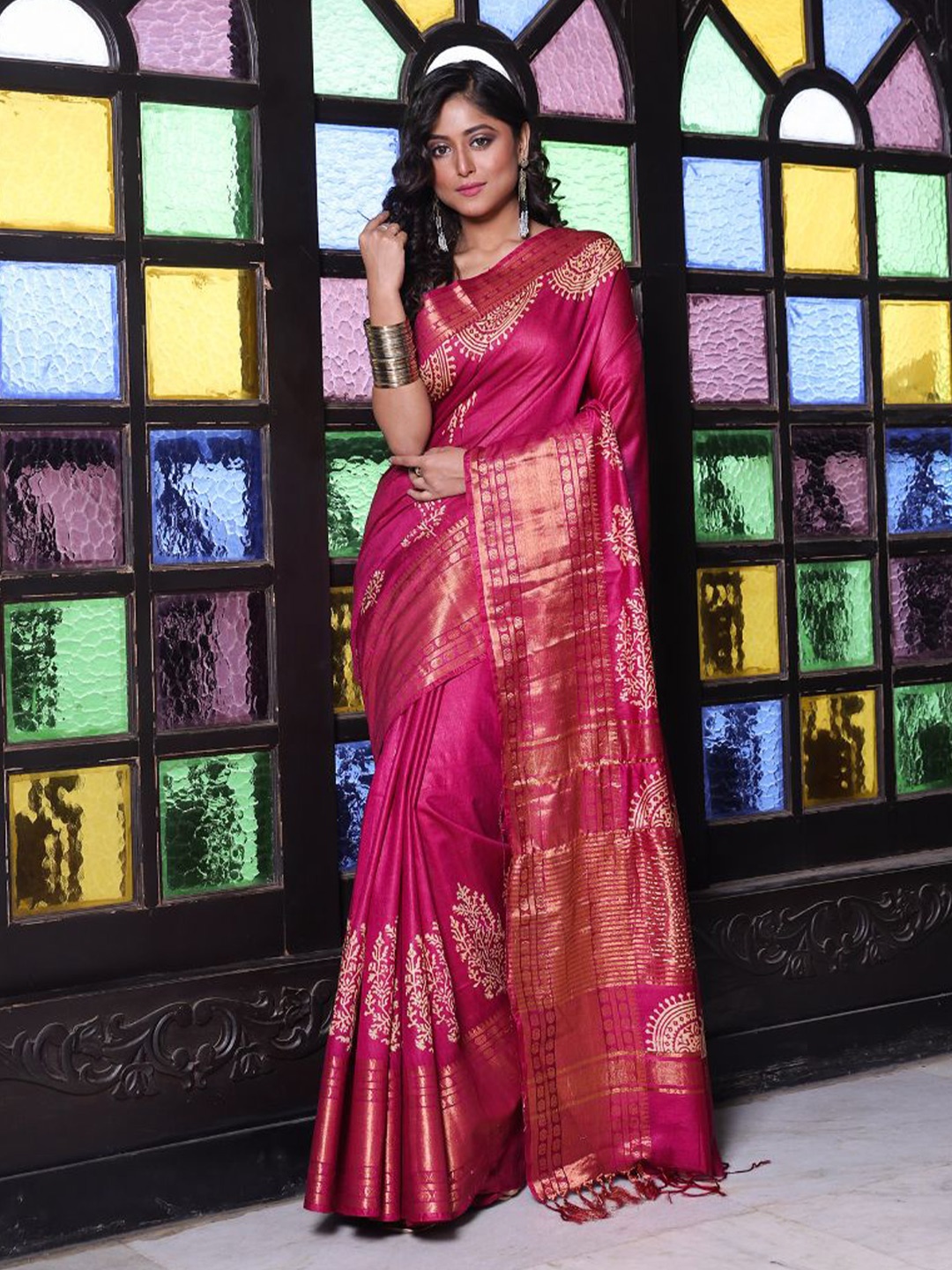 

Charukriti Ethnic Motifs Zari Silk Blend Saree, Purple