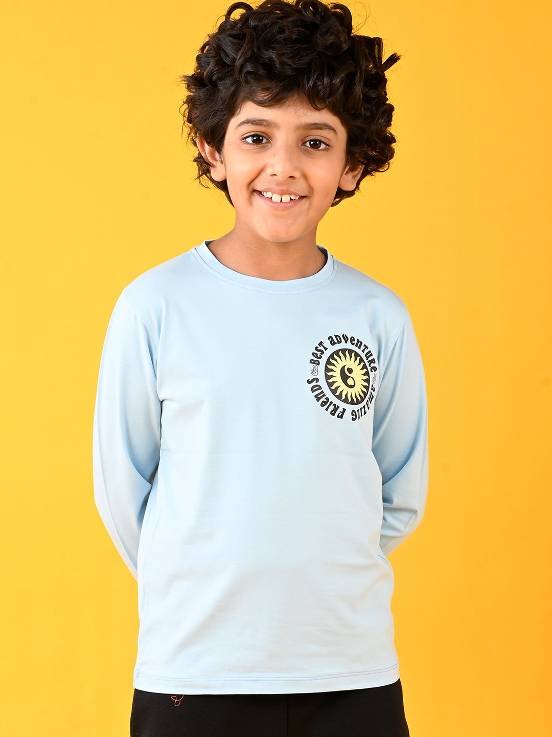 

Anthrilo Boys Typography Printed Round Neck T-shirt, Blue