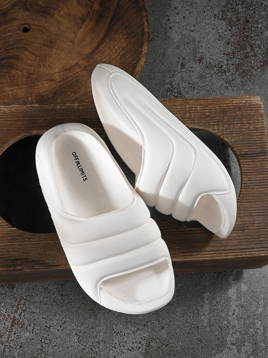 

OFF LIMITS Women Rubber Sliders, White