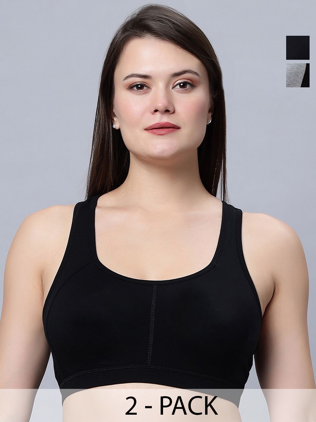 

In Care Pack Of 2 Full Coverage Heavily Padded Workout Bra, Black