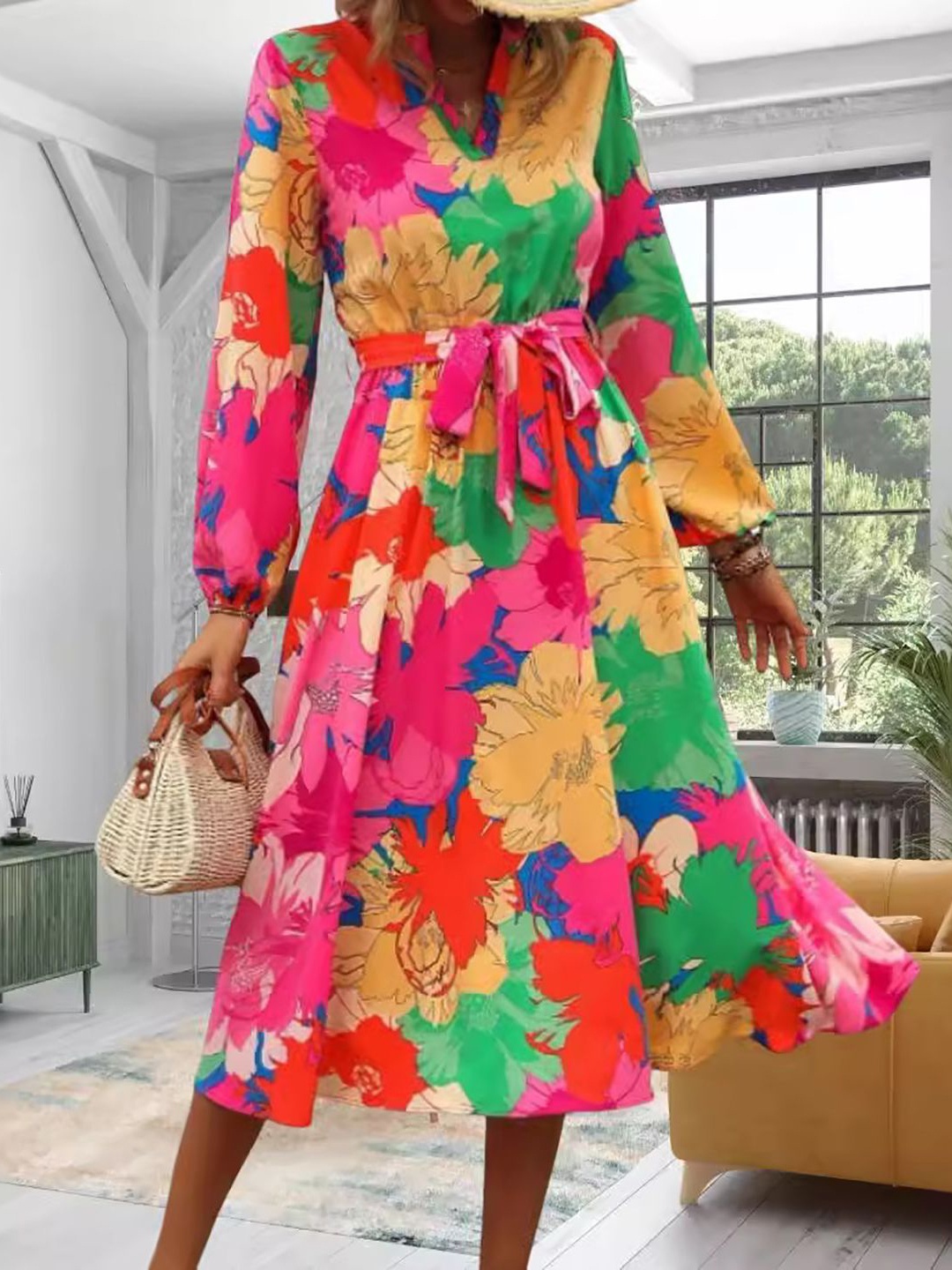 

StyleCast x Revolte Floral Printed Fit and Flare Midi Dress, Yellow