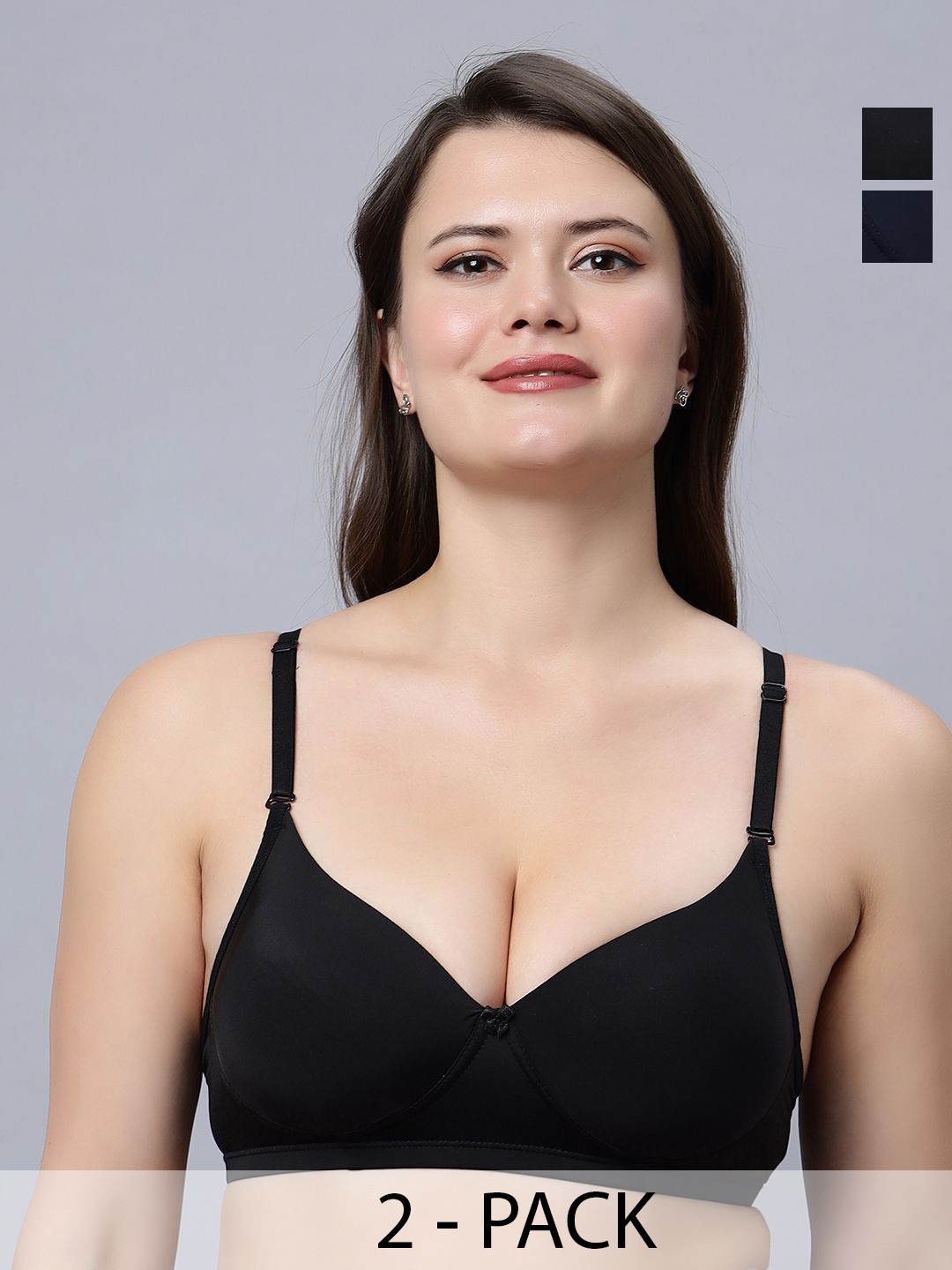 

In Care Pack Of 2 Medium Coverage Heavily Padded Push-Up Bra, Navy blue