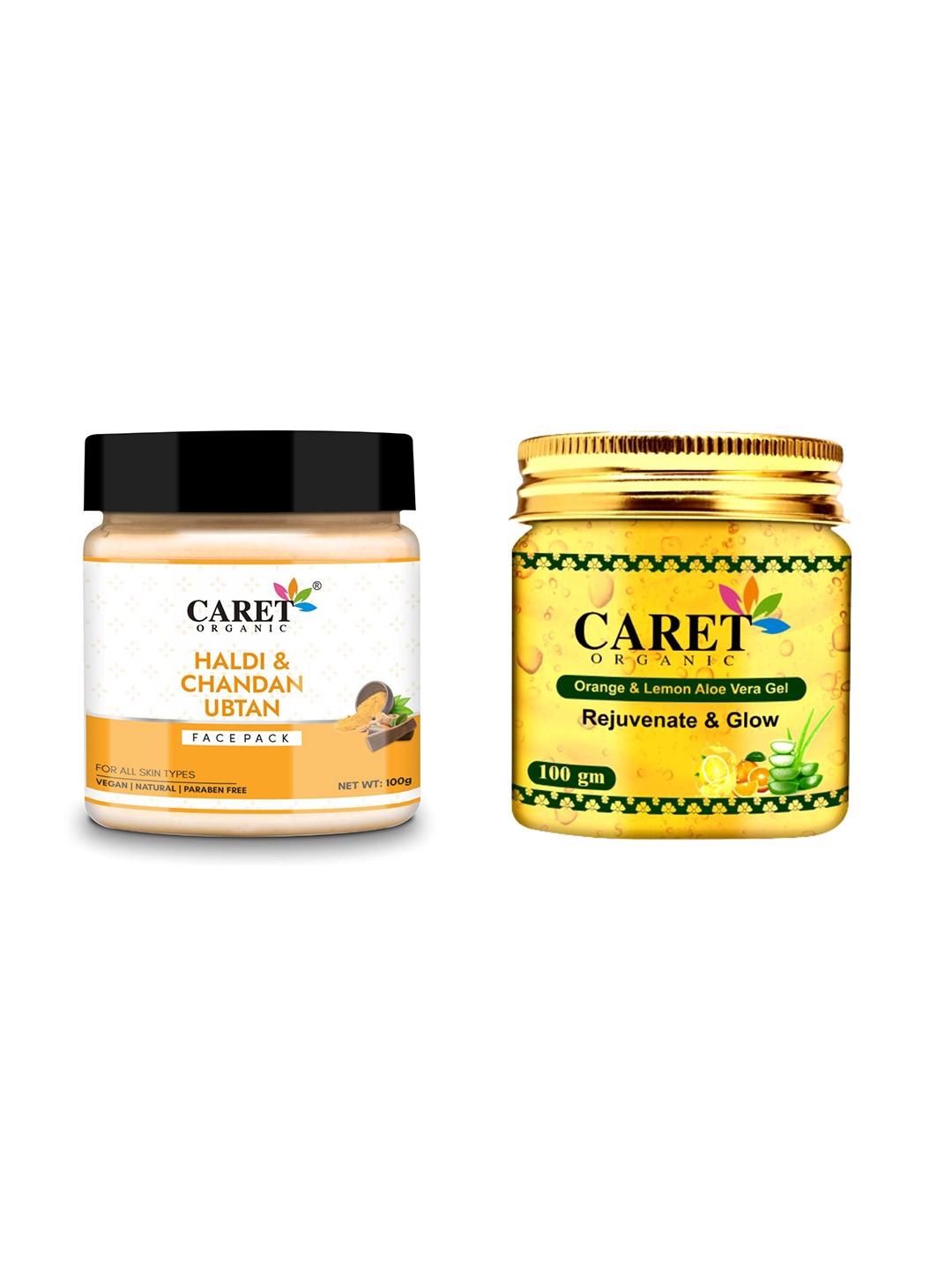 

CARET ORGANIC Set Of 2 Ubtan Face Pack- 100 g & Vitamin C Aloe Vera Gel- 100 g, White