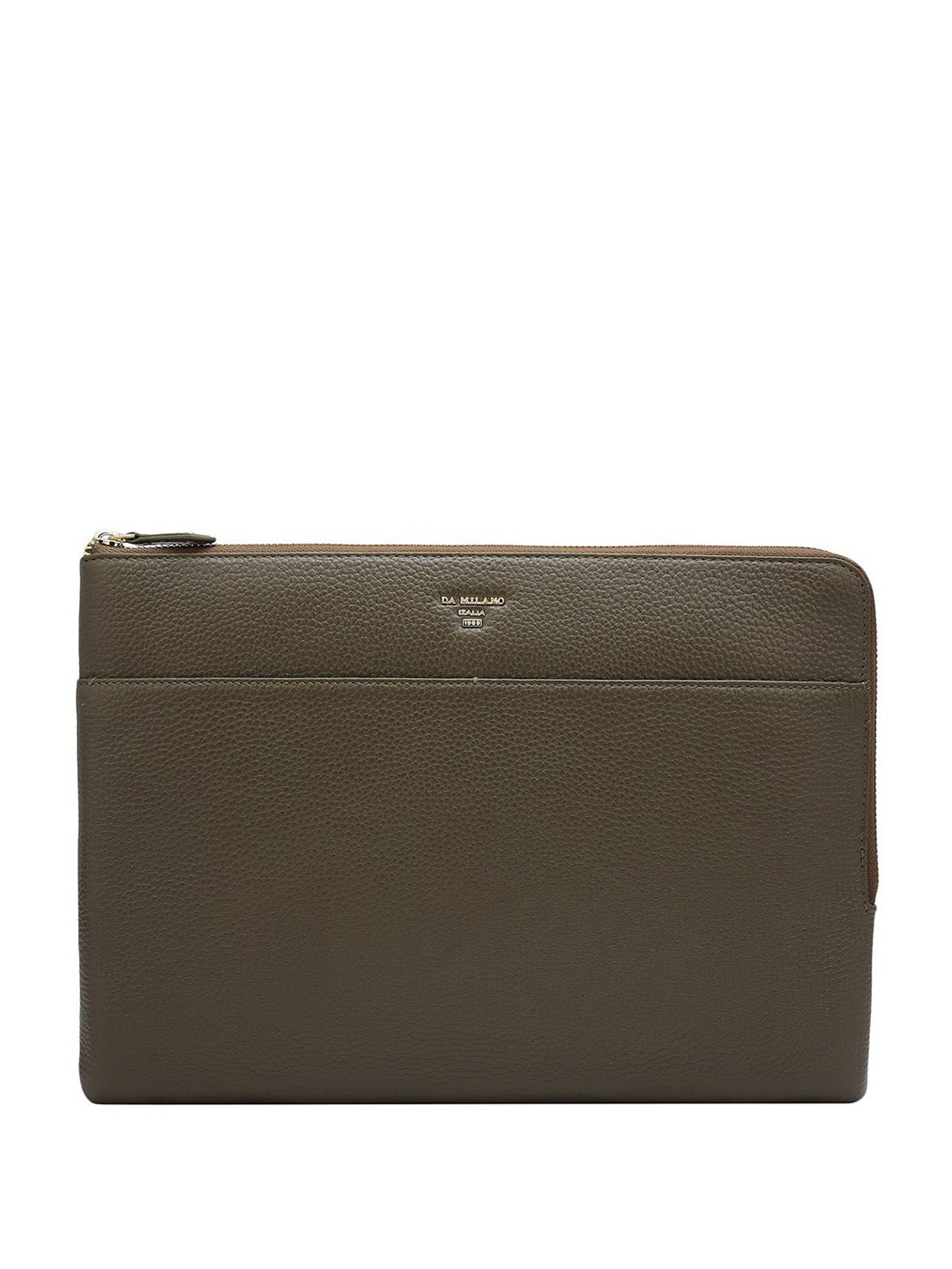 

Da Milano Unisex Textured Leather Laptop Sleeve, Olive