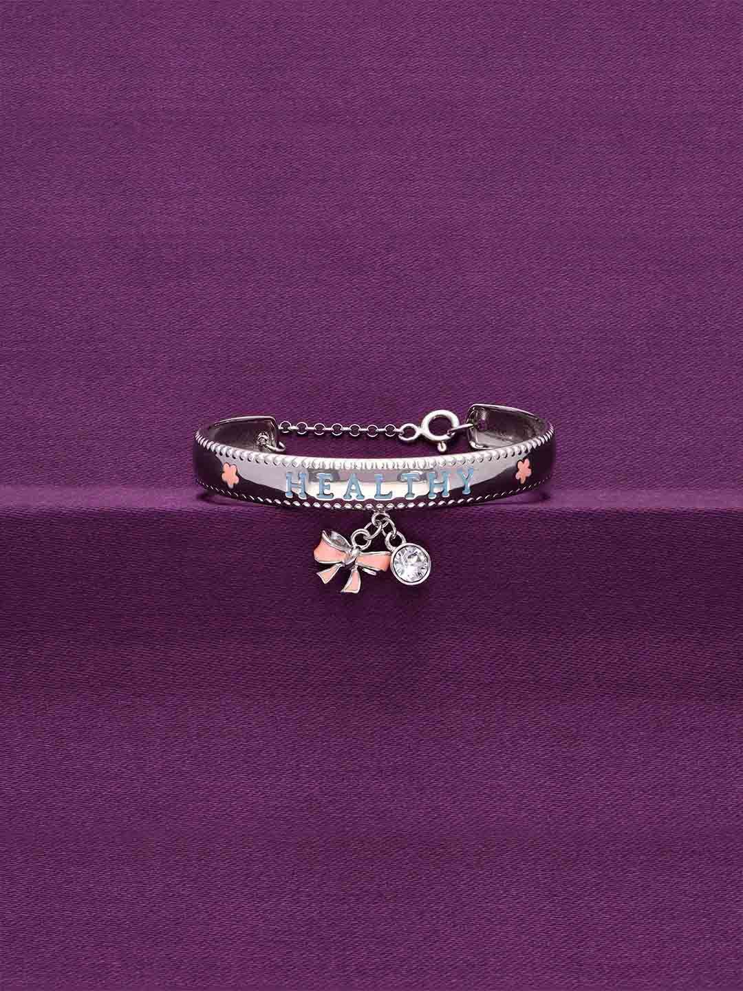 

KAI JEWEL Kids Sterling Silver Rhodium-Plated Stone Studded Wraparound Bracelet