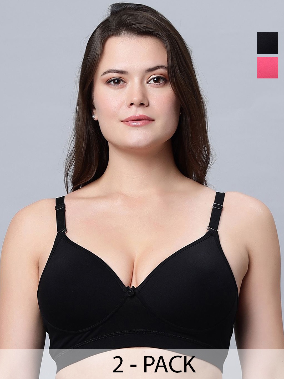 

In Care Pack Of 2 Full Coverage Heavily Padded Cotton Push-Up Bra, Pink
